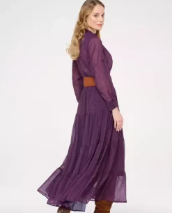 Fioletowa maxi sukienka z printem Diva