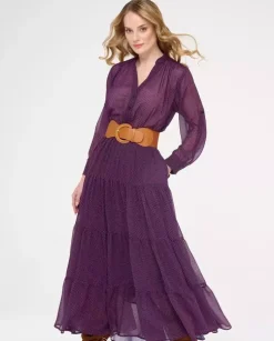 Fioletowa maxi sukienka z printem Diva
