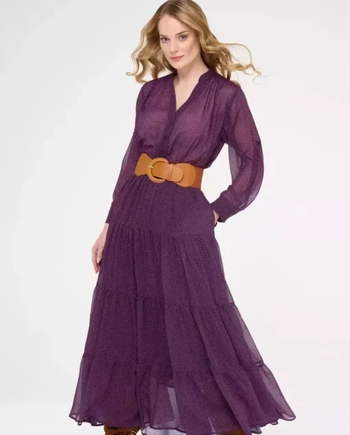 Fioletowa maxi sukienka z printem Diva