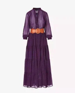 Fioletowa maxi sukienka z printem Diva
