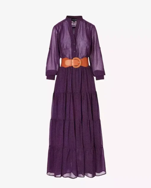 Fioletowa maxi sukienka z printem Diva