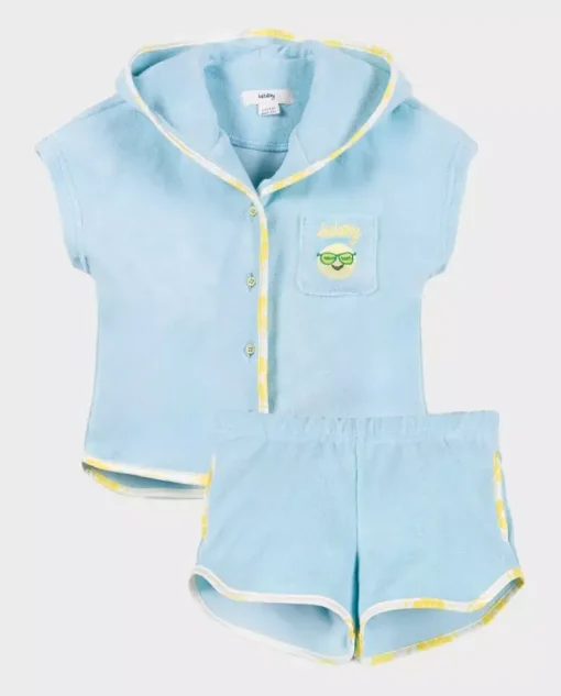 Frotowy zestaw z bawełny organicznej koszula i spodenki Blue SKy