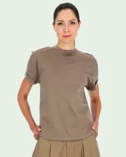 Gładki t-shirt w kolorze beżowym