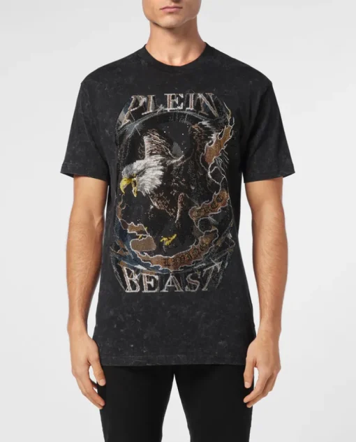Grafitowy T-shirt z motywem orła