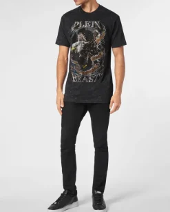Grafitowy T-shirt z motywem orła