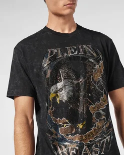 Grafitowy T-shirt z motywem orła