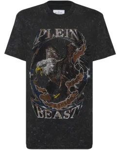 Grafitowy T-shirt z motywem orła