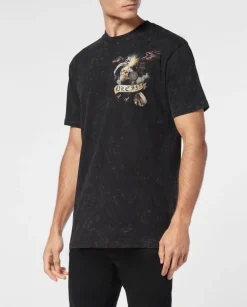 Grafitowy T-shirt z motywem orła