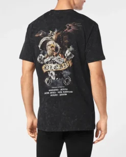 Grafitowy T-shirt z motywem orła