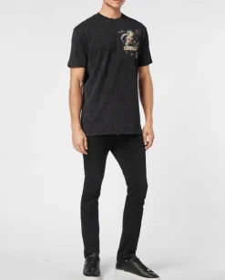 Grafitowy T-shirt z motywem orła