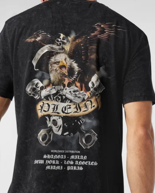 Grafitowy T-shirt z motywem orła