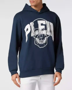 Granatowa bluza z kapturem Skull