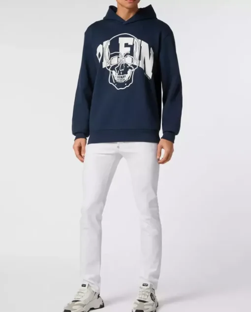 Granatowa bluza z kapturem Skull