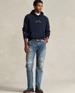 Granatowa bluza z kapturem z logo
