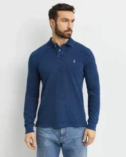 Granatowa bluzka polo z logo Slim Fit
