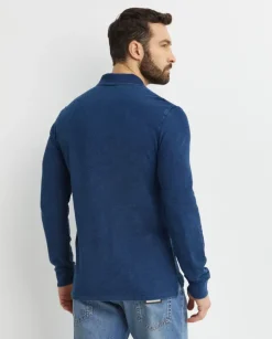 Granatowa bluzka polo z logo Slim Fit