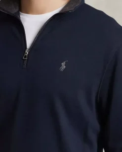 Granatowa bluzka z suwakiem i logo