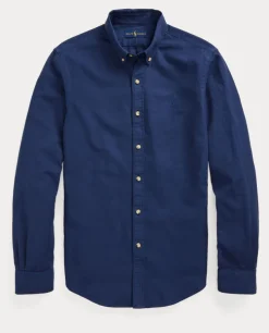 Granatowa koszula Dobby Slim Fit