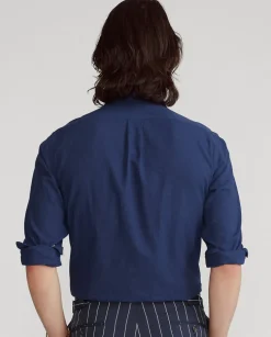 Granatowa koszula Dobby Slim Fit