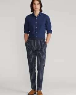Granatowa koszula Dobby Slim Fit