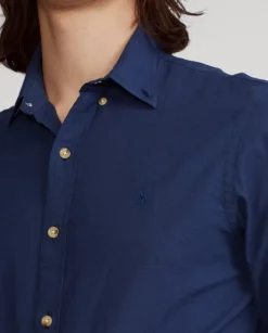 Granatowa koszula Dobby Slim Fit