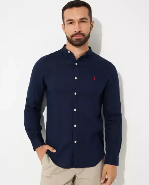 Granatowa koszula Slim Fit z logo