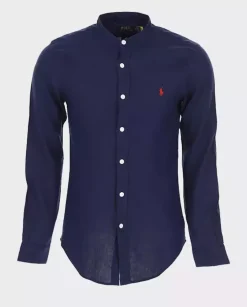 Granatowa koszula Slim Fit z logo