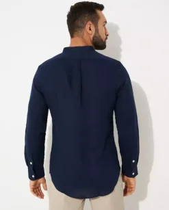 Granatowa koszula Slim Fit z logo