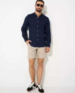 Granatowa koszula Slim Fit z logo