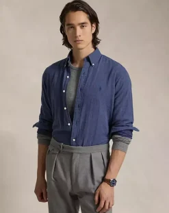 Granatowa koszula z logo Custom Fit