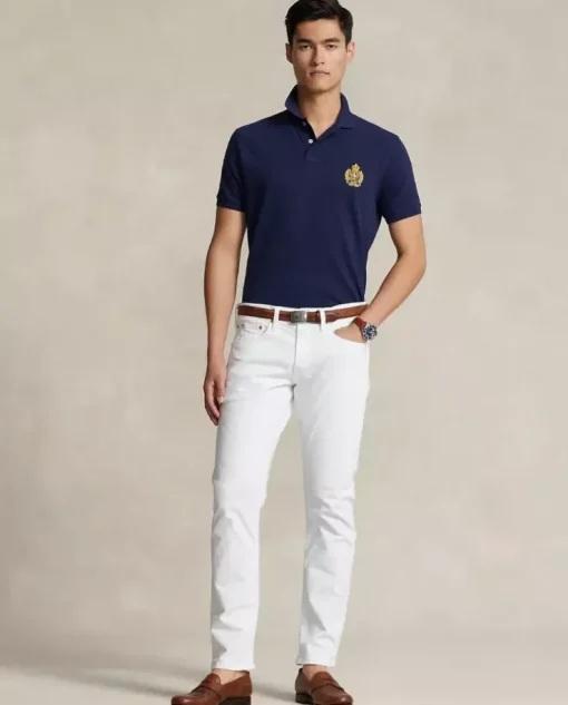 Granatowa koszulka polo Custom Slim Fit