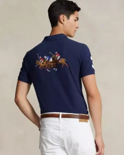Granatowa koszulka polo Custom Slim Fit