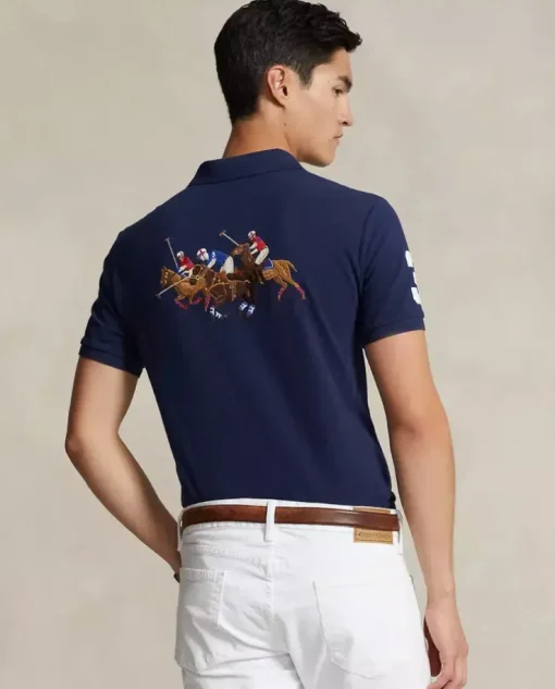 Granatowa koszulka polo Custom Slim Fit