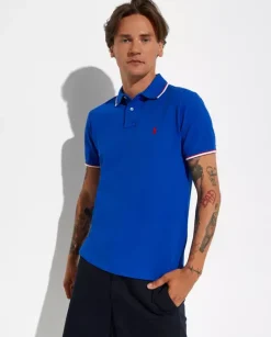 Granatowa koszulka polo Custom Slim Fit