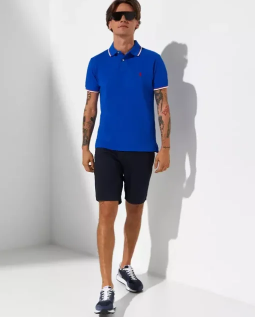 Granatowa koszulka polo Custom Slim Fit