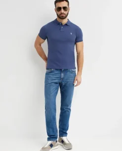 Granatowa koszulka polo z logo Slim Fit
