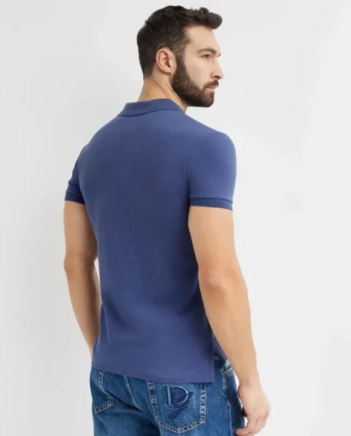 Granatowa koszulka polo z logo Slim Fit