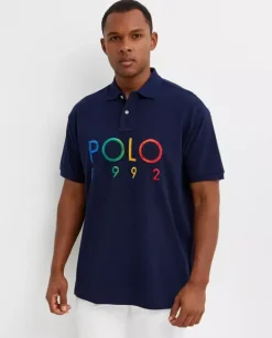 Granatowa koszulka polo z logo Regular Fit