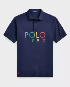 Granatowa koszulka polo z logo Regular Fit