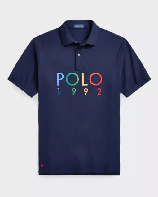 Granatowa koszulka polo z logo Regular Fit