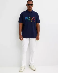 Granatowa koszulka polo z logo Regular Fit