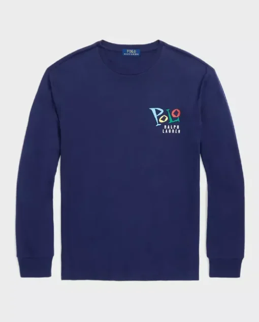 Granatowa koszulka z długim rękawem Classic Fit