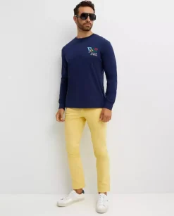 Granatowa koszulka z długim rękawem Classic Fit