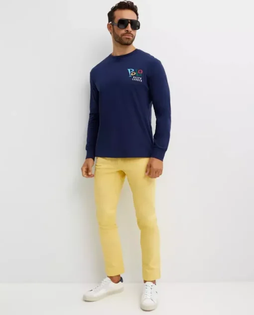 Granatowa koszulka z długim rękawem Classic Fit