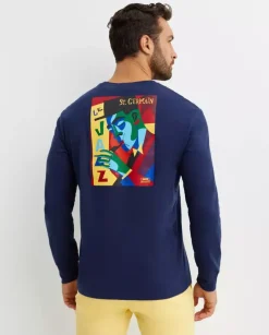 Granatowa koszulka z długim rękawem Classic Fit