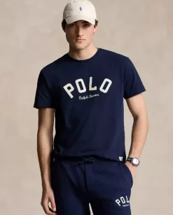Granatowa koszulka z logo Classic Fit