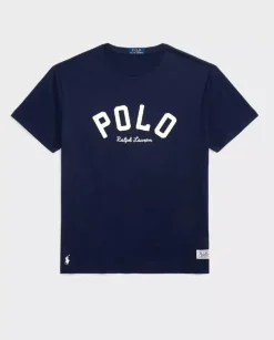 Granatowa koszulka z logo Classic Fit