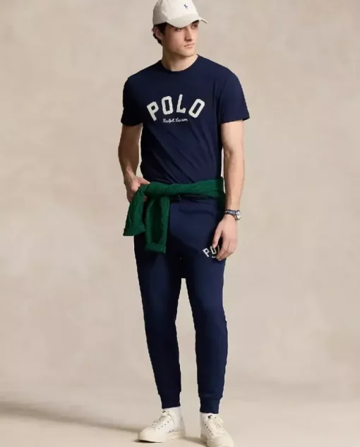 Granatowa koszulka z logo Classic Fit