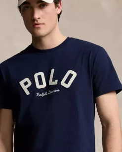 Granatowa koszulka z logo Classic Fit