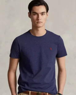 Granatowa koszulka z logo Custom Slim Fit